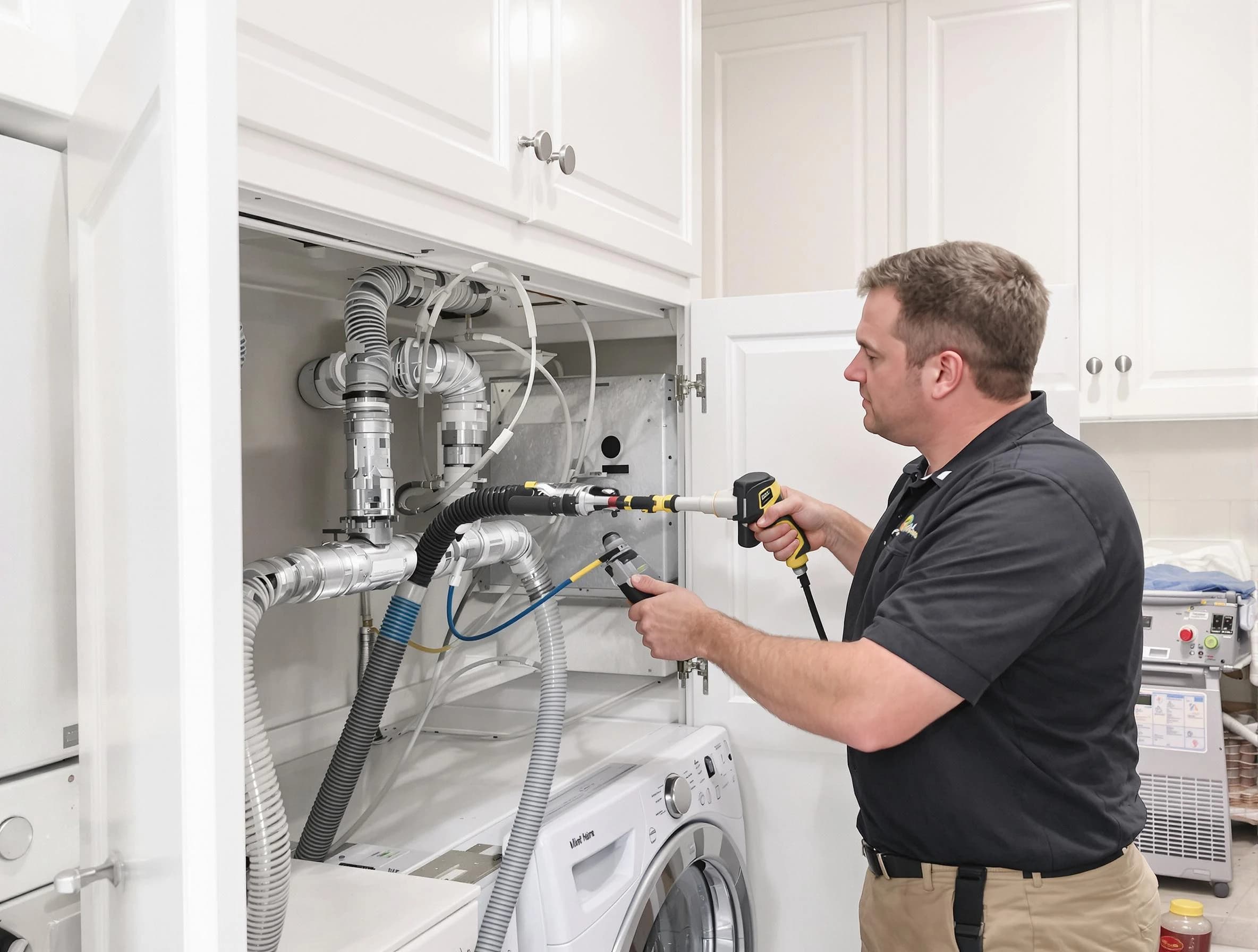 Costa Mesa Dryer Vent Cleaning professional removing severe blockage from a clogged dryer vent in Costa Mesa