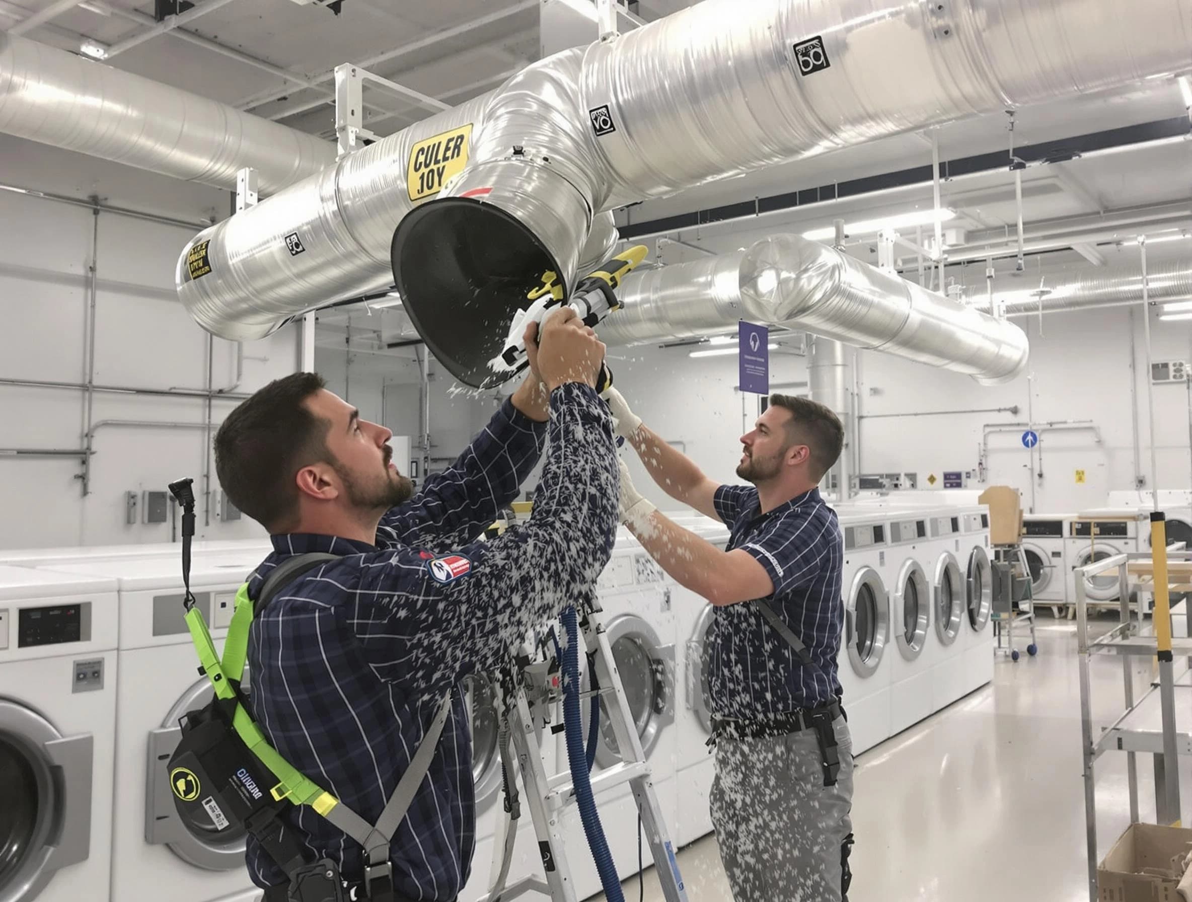 Costa Mesa Dryer Vent Cleaning team performing large-scale commercial dryer vent cleaning in Costa Mesa
