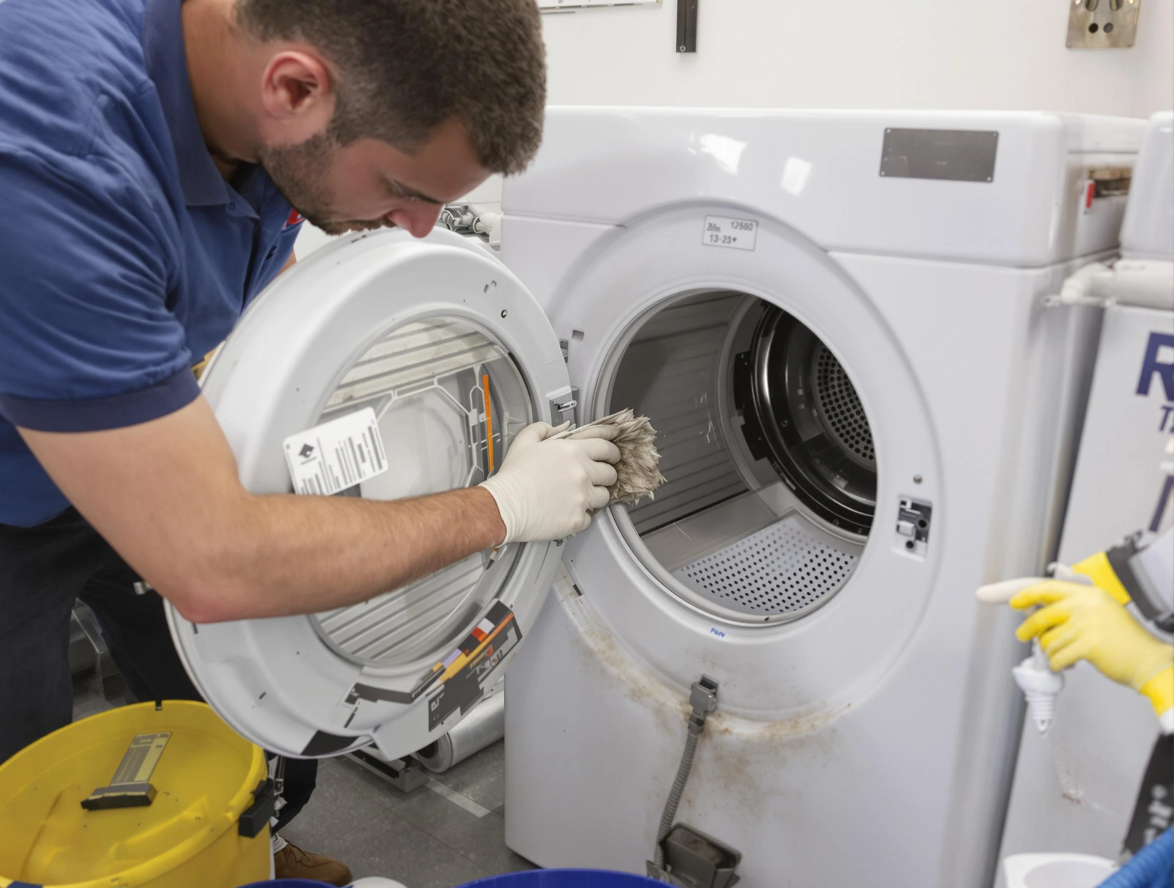 Costa Mesa Dryer Vent Cleaning specialist performing detailed lint trap cleaning service in Costa Mesa