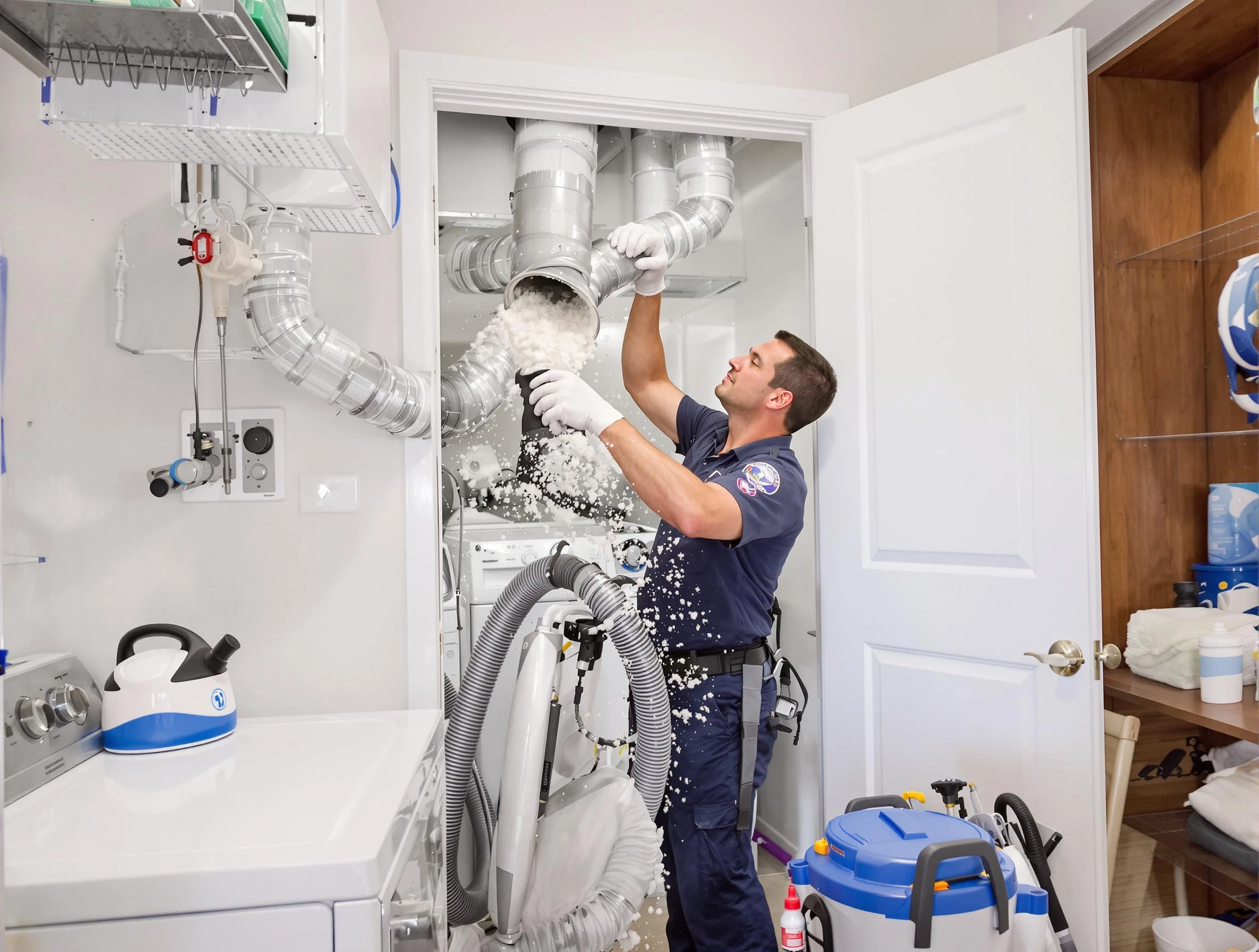 Costa Mesa Dryer Vent Cleaning technician delivering thorough residential dryer vent cleaning service in Costa Mesa